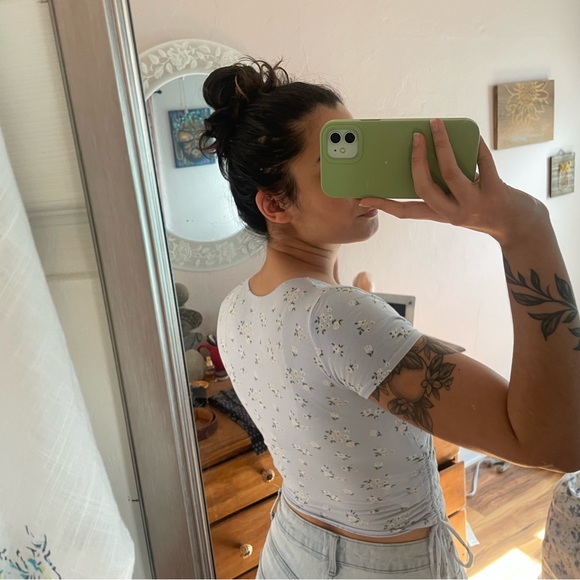 Baby tee floral cropped wrap top - Picture 2 of 5